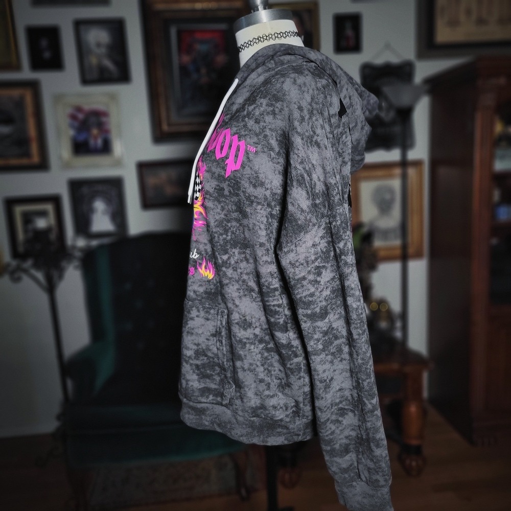 Betty Boop Hoodie Motorcycle Club Los Angeles Acid Wash Grey Pink Graphic XL 79 - Picture 7 of 8